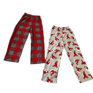 NWOT Kids Sleep Pants Set Christmas Reindeer Holiday Pajama Bottoms M (6/8)